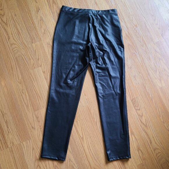 NEW NWOT CLARA SUN WOO LIQUID LEATHER SHEEN SIGNATURE SKINNY POCKET PANT VEGAN M - Picture 4 of 6